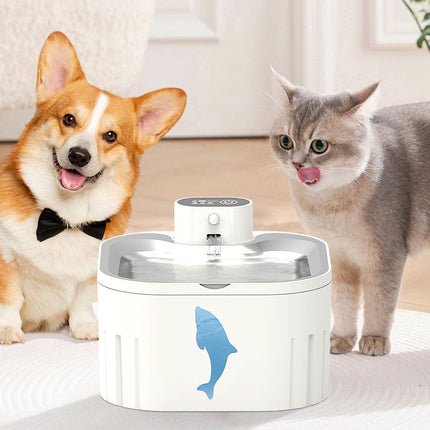 U7 Cat Water Fountain Waterer 3L/101oz, Wireless & USB Rechargeable Pet Water Fountain with 304 Stainless Steel Lid, Smart Infrared Motion Sensor Automatic Pet Water Dispenser, Ultra Quiet Pump, Detachable Easy Clean,  4 Filters Included