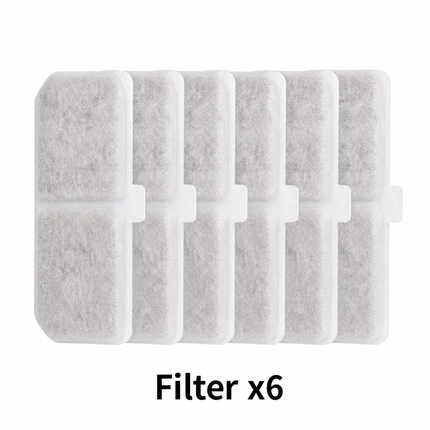 Cat Water Fountain Replacement Filters, 6 Pack Pet Fountain Filters with Activated Carbon and Sponge, Compatible with XC528 3L/101oz Automatic Cat Water Fountains