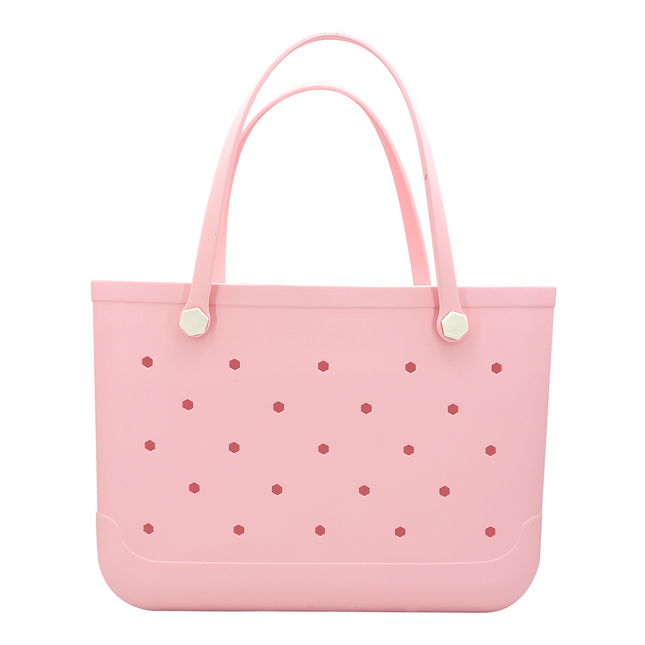 Waterproof Hexagon Mesh Beach Bag - Large Capacity Travel Storage Tote for Swimwear Towel Sunglasses - Flesh Pink Large 48x34x24cm