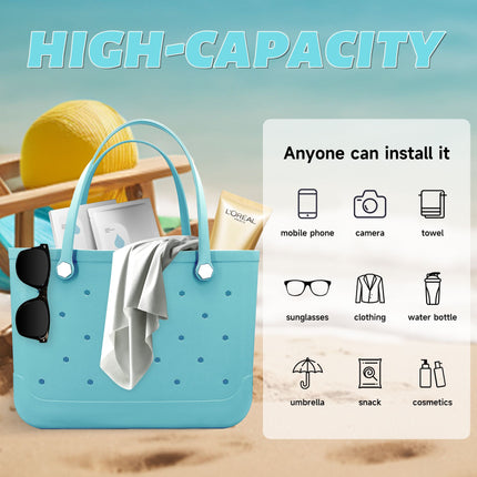 Waterproof Hexagon Mesh Beach Bag - Large Capacity Travel Storage Tote for Swimwear Towel Sunglasses - Light Blue Large 48x34x24cm