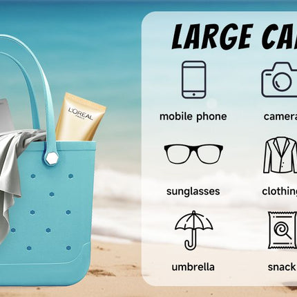 Waterproof Hexagon Mesh Beach Bag - Large Capacity Travel Storage Tote for Swimwear Towel Sunglasses - White Large 48x34x24cm