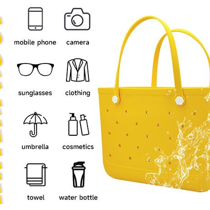 Waterproof Hexagon Mesh Beach Bag - Large Capacity Travel Storage Tote for Swimwear Towel Sunglasses - Yellow Large 48x34x24cm