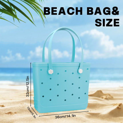 Waterproof Hexagon Mesh Beach Bag - Large Capacity Travel Storage Tote for Swimwear Towel Sunglasses - Light Blue Medium 37x32x13cm