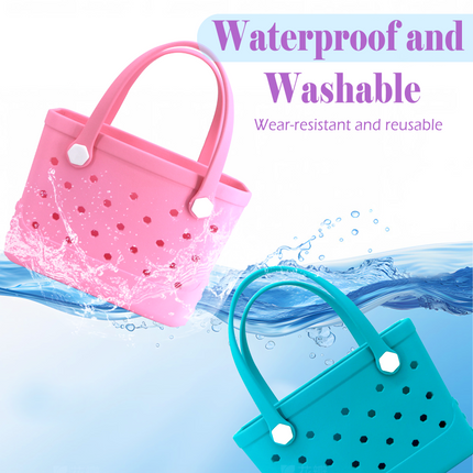 Waterproof Hexagon Mesh Beach Bag - Large Capacity Travel Storage Tote for Swimwear Towel Sunglasses - Lake Blue Small 28x21x11cm