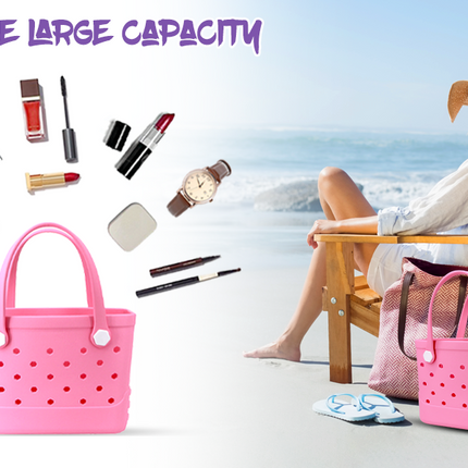 Waterproof Hexagon Mesh Beach Bag - Large Capacity Travel Storage Tote for Swimwear Towel Sunglasses - Pink Small 28x21x11cm
