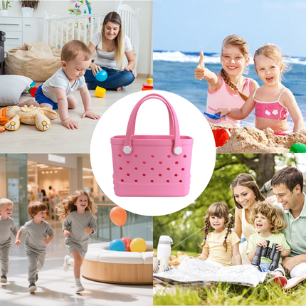 Waterproof Hexagon Mesh Beach Bag - Large Capacity Travel Storage Tote for Swimwear Towel Sunglasses - Pink Small 28x21x11cm