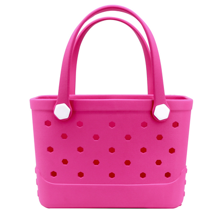Waterproof Hexagon Mesh Beach Bag - Large Capacity Travel Storage Tote for Swimwear Towel Sunglasses - Rose Red Small 28x21x11cm