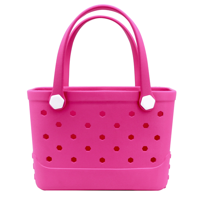 Waterproof Hexagon Mesh Beach Bag - Large Capacity Travel Storage Tote for Swimwear Towel Sunglasses - Rose Red Small 28x21x11cm