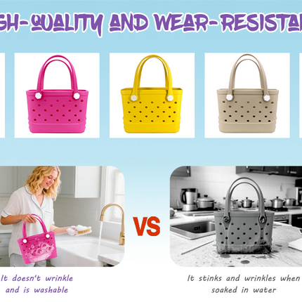 Waterproof Hexagon Mesh Beach Bag - Large Capacity Travel Storage Tote for Swimwear Towel Sunglasses - Rose Red Small 28x21x11cm