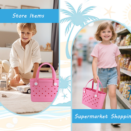 Waterproof Hexagon Mesh Beach Bag - Large Capacity Travel Storage Tote for Swimwear Towel Sunglasses - Rose Red Small 28x21x11cm