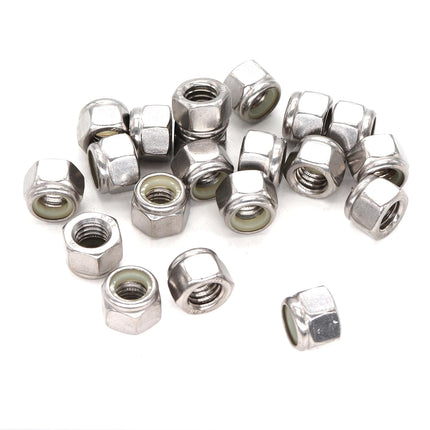 50pcs 1/4-20 Inch Nylon Inserted Self Locking Nuts - 304 Stainless Steel, 1/4" Nylock Nuts for Furniture, Tools, Handle