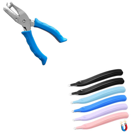 Single Hole Punch 1/4” Hole Puncher for Crafts, One Hole Paper Punch + 6 Pack Magnetic Staple Remover Tools, Professional Stapler Removers Staple Puller Remover