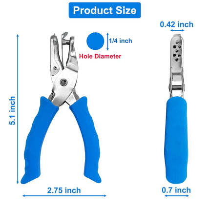 Single Hole Punch 1/4” Hole Puncher for Crafts, One Hole Paper Punch + 6 Pack Magnetic Staple Remover Tools, Professional Stapler Removers Staple Puller Remover