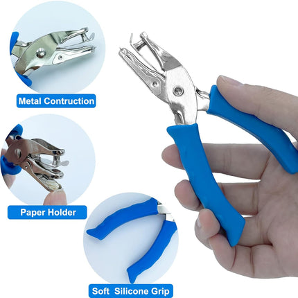 Single Hole Punch 1/4” Hole Puncher for Crafts, One Hole Paper Punch + 6 Pack Magnetic Staple Remover Tools, Professional Stapler Removers Staple Puller Remover