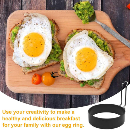 4 Pack Stainless Steel Eggs Maker Non Stick Round Egg Cooker for Cooking Rings Shaper Frying Pancake Sandwiches Metal Handle Household Kitchen Breakfast Tool