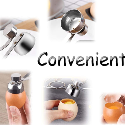 Egg Shell Cutter with Spring Mechanism for Soft and Hard Boiled Eggs Silver 1 Piece