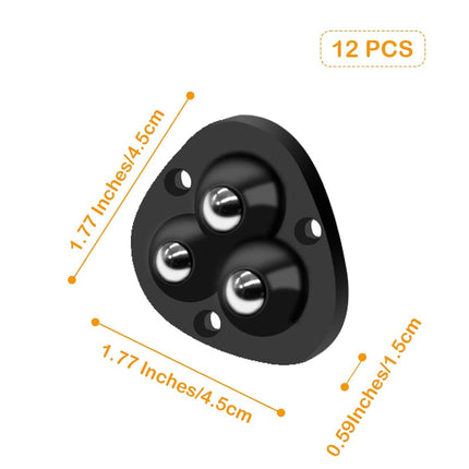 Small Appliance Caster Wheels,12 Pcs Mini Appliance Rollers for Kitchen Appliances Countertop 360°Rotation Self Adhesive Swivel Wheels for Coffee Maker,Storage Bins,Trash Can(Black)