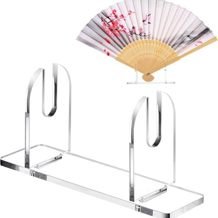 2 Pcs Acrylic Fan Display Stand Folding Clear Fan Holder Easel Japanese Chinese Hand Fan Stand Foldable Handheld Fan Display Stand Base Fan Organizer