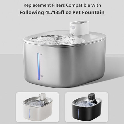 Cat Water Fountain Filter Replacement Pet Drinking Fountain Filters Compatible with 135 fl oz/4L Cat Water Fountain-12 Set Filters with Sponges