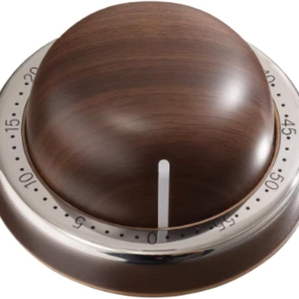 Modern Mechanical Kitchen Timer with Wood Grain Design, Stainless Steel Base, Easy-to-Use Cooking Timer for Home
