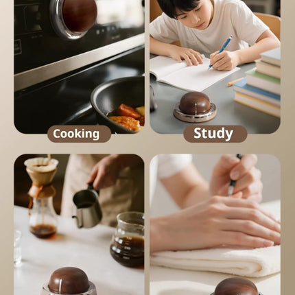 Modern Mechanical Kitchen Timer with Wood Grain Design, Stainless Steel Base, Easy-to-Use Cooking Timer for Home