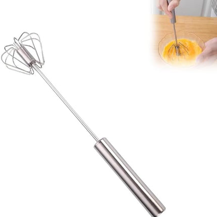 Stainless Steel Whisk, Egg Whisk Hand Push Rotary Whisk Blender, Hand Push Mixer Stirrer Tool for Cooking Kitchen Home Egg Milk (1PCS)