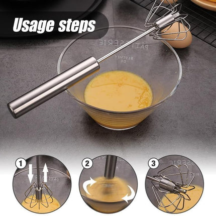 Stainless Steel Whisk, Egg Whisk Hand Push Rotary Whisk Blender, Hand Push Mixer Stirrer Tool for Cooking Kitchen Home Egg Milk (1PCS)