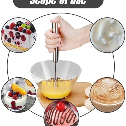 Stainless Steel Whisk, Egg Whisk Hand Push Rotary Whisk Blender, Hand Push Mixer Stirrer Tool for Cooking Kitchen Home Egg Milk (1PCS)