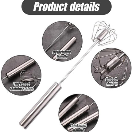 Stainless Steel Whisk, Egg Whisk Hand Push Rotary Whisk Blender, Hand Push Mixer Stirrer Tool for Cooking Kitchen Home Egg Milk (1PCS)