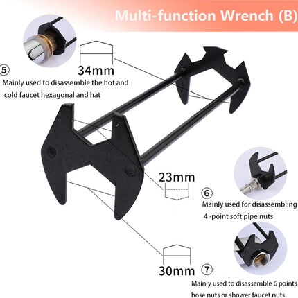 2 Pcs Four-jaw Hex Wrench, Basin Wrench Set,Tight Spaces Maintenance Installation Removal Faucet Tools, for Kitchen Bathroom Screws & Threads, Incompatible for Moen, , MasterFlow, Non-generic