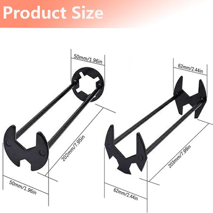 2 Pcs Four-jaw Hex Wrench, Basin Wrench Set,Tight Spaces Maintenance Installation Removal Faucet Tools, for Kitchen Bathroom Screws & Threads, Incompatible for Moen, , MasterFlow, Non-generic
