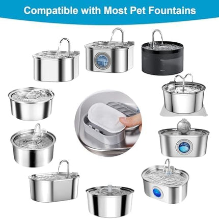 16 Pack Replacement Filters for Cat/Dog Water Fountain - Stainless Steel, 67oz/2L Adjustable Water Flow, Super Quiet