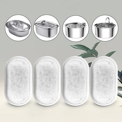 Cat Water Fountain Filters for 108/3.2L& 67oz/2L Stainless Steel Pet Water Dispenser Fountain Filter Replacement with 8 Sponges (8 Filters&8 Sponges)