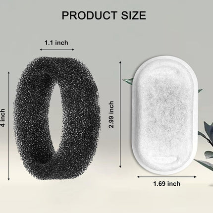 Cat Water Fountain Filters for 108/3.2L& 67oz/2L Stainless Steel Pet Water Dispenser Fountain Filter Replacement with 8 Sponges (8 Filters&8 Sponges)