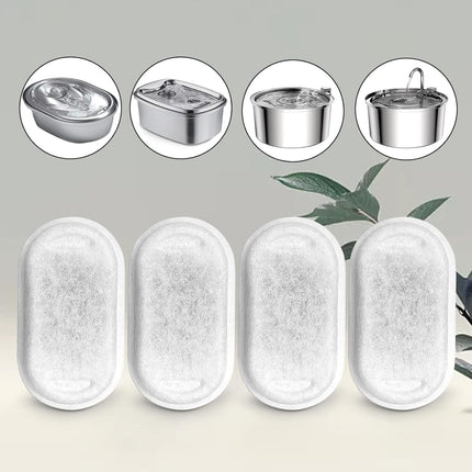 Cat Water Fountain Filters for 108/3.2L& 67oz/2L Stainless Steel Pet Water Dispenser Fountain Filter Replacement with 8 Sponges (8 Filters&8 Sponges)