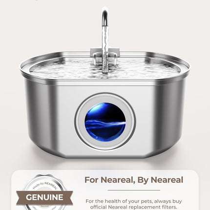 Official 8 Pack Cat Water Fountain Replacement Filters & Pre-Filter Sponges for 108oz/3.2 Stainless Steel Pet Water Fountain
