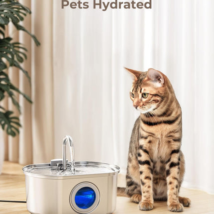 Official 8 Pack Cat Water Fountain Replacement Filters & Pre-Filter Sponges for 108oz/3.2 Stainless Steel Pet Water Fountain