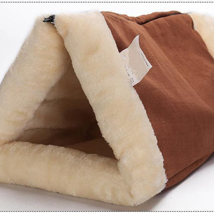Cat Tunnel Bed 2-in-1 - Crinkle Sound Pet Tube with Crinkle Paper for Indoor Cats - Soft Plush Folding Cat Cave for Sleeping Playing - 90x57cm