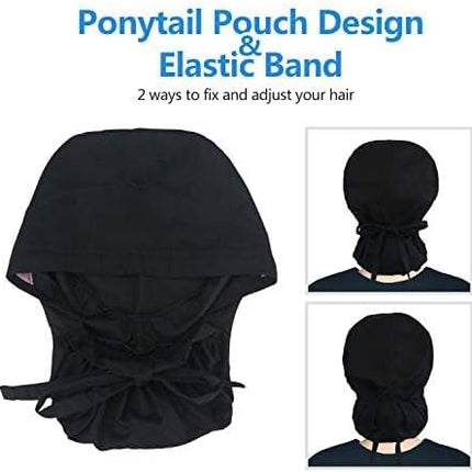 Adjustable Working Cap with Button, Cotton Working Hat Sweatband, Elastic Bandage Tie Back Hats for Women & Men, One Size