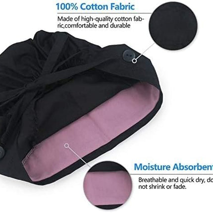 Adjustable Working Cap with Button, Cotton Working Hat Sweatband, Elastic Bandage Tie Back Hats for Women & Men, One Size