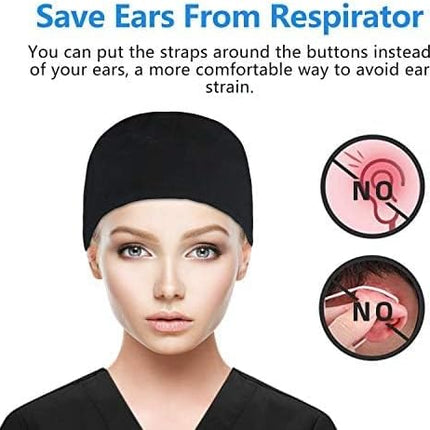 Adjustable Working Cap with Button, Cotton Working Hat Sweatband, Elastic Bandage Tie Back Hats for Women & Men, One Size