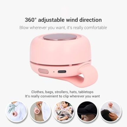 Portable Silent Mini Bladeless Fan Clip On, mini clip on fan, portable mini bladeless fan clip on, Suitable for Outdoor & Travel & Office, Travel Accessories (white, 1pcs)