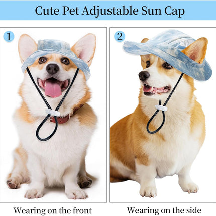 Baseball Cap for Dogs - Visor Sun Protection Hat With Ear Holes, Adjustable Outdoor Sport Hat With Round Brim for Puppy, Small Medium Dogs, Cats (Large)