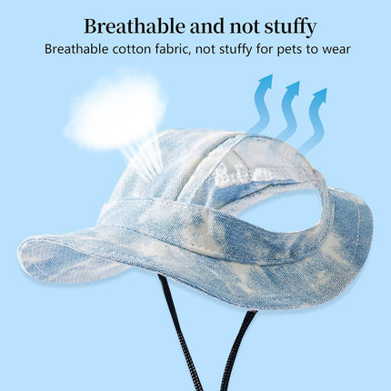 Baseball Cap for Dogs - Visor Sun Protection Hat With Ear Holes, Adjustable Outdoor Sport Hat With Round Brim for Puppy, Small Medium Dogs, Cats (Large)