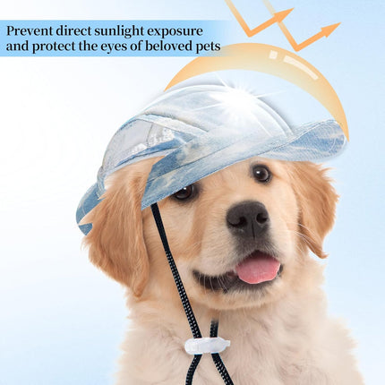Baseball Cap for Dogs - Visor Sun Protection Hat With Ear Holes, Adjustable Outdoor Sport Hat With Round Brim for Puppy, Small Medium Dogs, Cats (Large)
