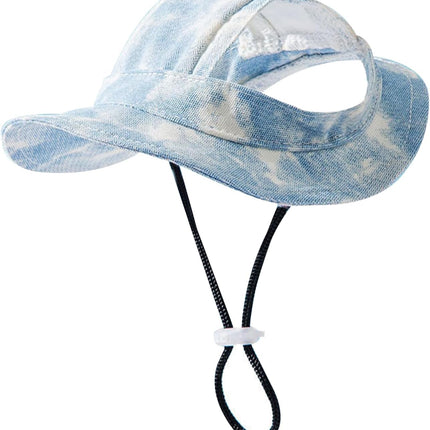 Baseball Cap for Dogs - Visor Sun Protection Hat With Ear Holes, Adjustable Outdoor Sport Hat With Round Brim for Puppy, Small Medium Dogs, Cats (Large)