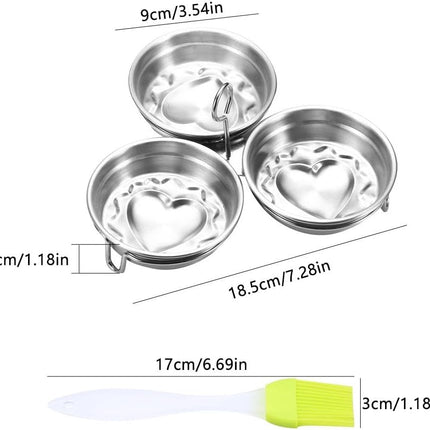Steel Egg Poacher, Poached Egg Cooker, 3-Cup Poached Egg Cooker, Nonstick Egg Poacher Cups, Egg Poaching Pan with Rack and Handle for Microwave Oven Stovetop