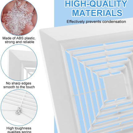 Bathroom Exhaust Fan Cover with Spring,(9"x9"Inches) White Bathroom Ceiling Fan Grille,Replacement Parts for Square Ceiling or Wall-Mount Exhaust,Bathroom Exhaust Fan Cover Ceiling Air Diffuser