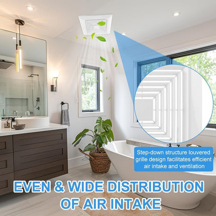 Bathroom Exhaust Fan Cover with Spring,(9"x9"Inches) White Bathroom Ceiling Fan Grille,Replacement Parts for Square Ceiling or Wall-Mount Exhaust,Bathroom Exhaust Fan Cover Ceiling Air Diffuser
