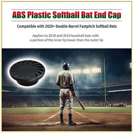 ABS Plastic Softball Bat End Cap Compatible with 2020+ Double-Barrel Fastpitch Bats, Fit for 2018 and 2019 Baseball Bats a Portion of the Inner Lip Lower Than Outer -